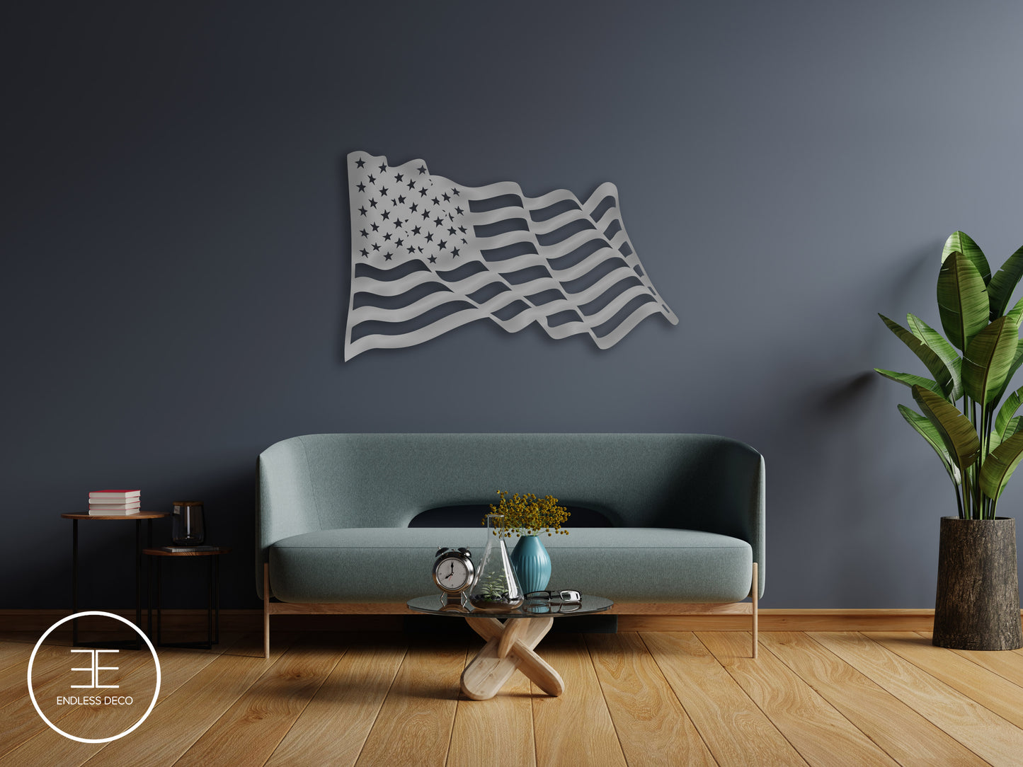 Waving American Steel Flag